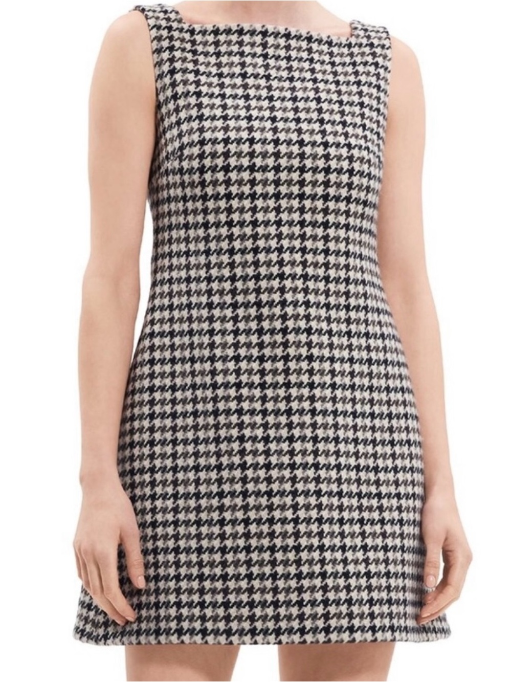 Theory Black and White Houndstooth Mini Dress